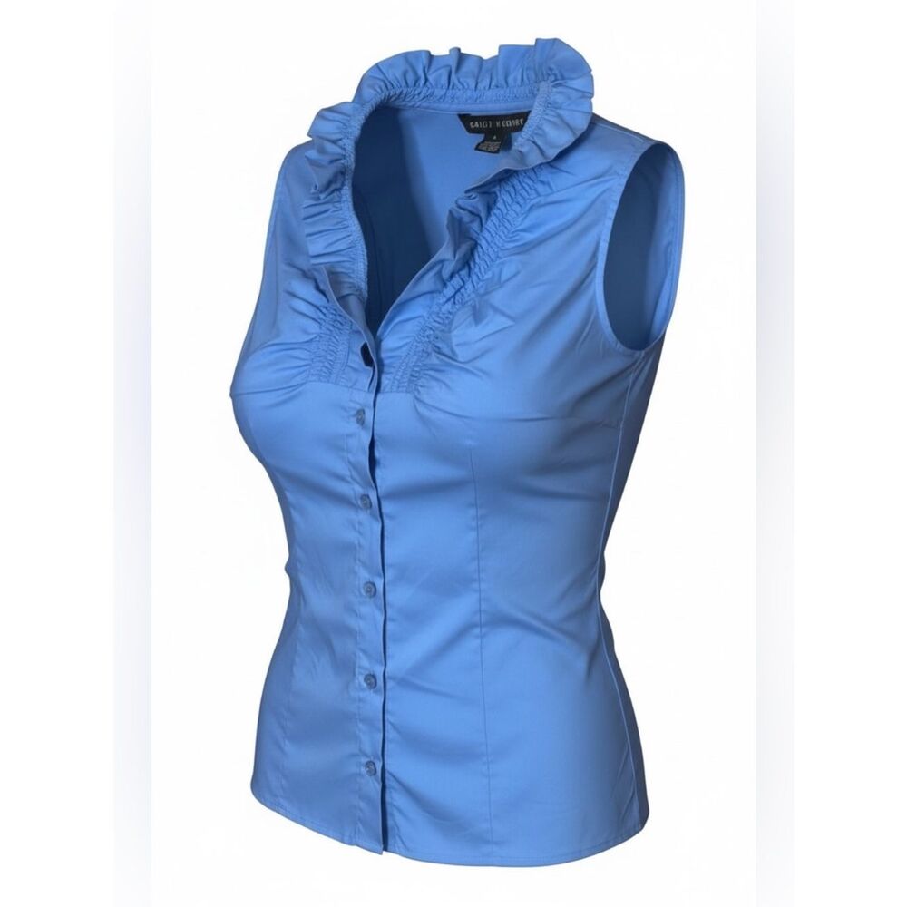 Antilia Femme Cotton Blend Ruffled Sleeveless Top
